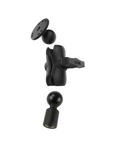 RAM® Short Double Ball Mount with Round Plate and 1/2" NPT Thread