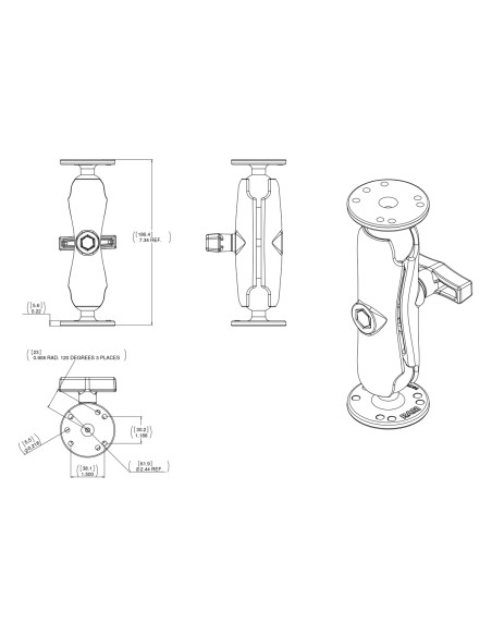 RAM® Double Ball Mount with Garmin Fishfinder n8-32 Hardware