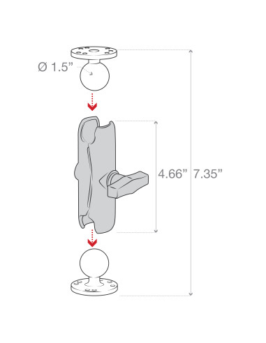 RAM® Double Ball Mount with Two Round Plates - C Size Medium