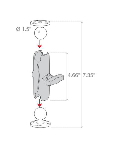 RAM® Double Ball Mount with Two Round Plates - C Size Medium