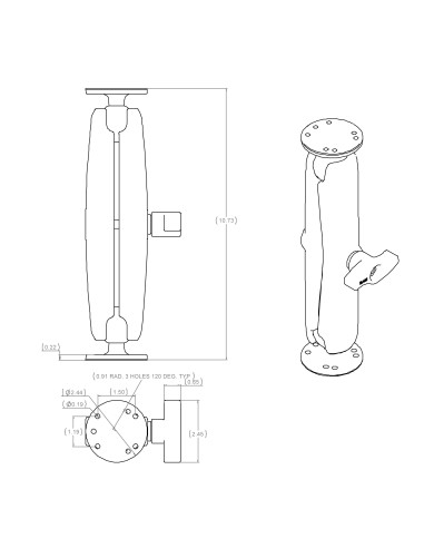 RAM® Double Ball Mount with Two Round Plates - C Size Long