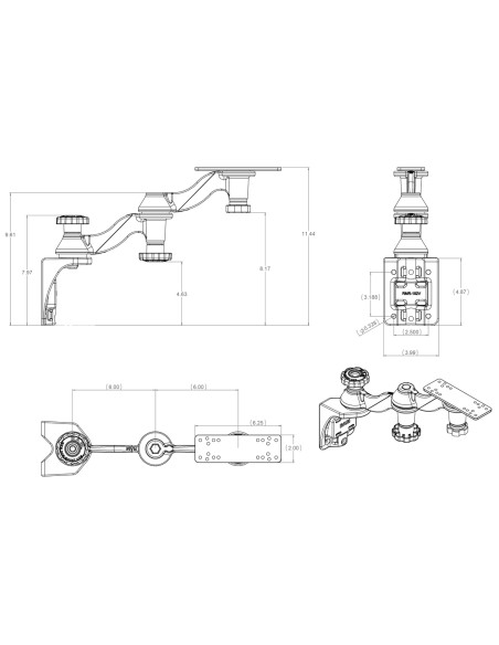 RAM® Vertical 12" Swing Arm Mount for Fishfinders & Plotters
