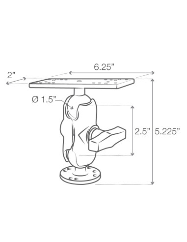 RAM® Universal Marine Electronic Mount - C Size Short