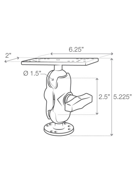 RAM® Universal Marine Electronic Mount - C Size Short