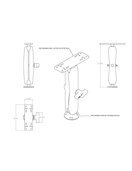 RAM® Universal Marine Electronic Mount - C Size Long