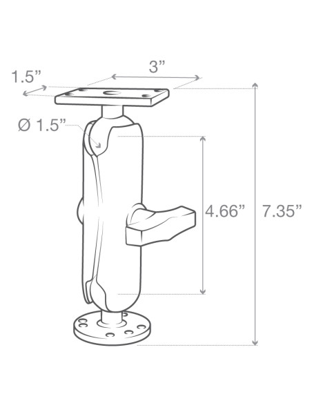 RAM® Drill-Down Double Ball Mount for Humminbird Helix 5 - Medium