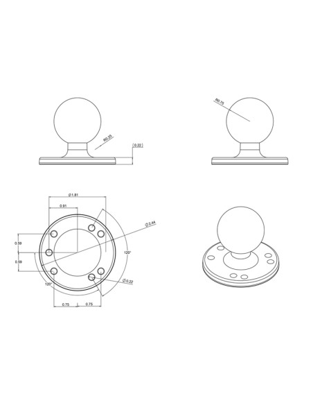 RAM® Round Plate with Ball - C Size