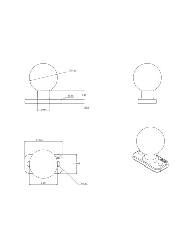 RAM® Ball Base with 1.5" 2-Hole Pattern - C Size