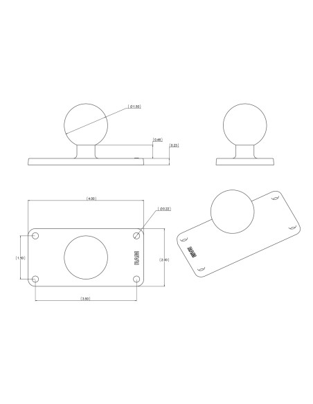 RAM® Ball Base with 1.5" x 3.5" 4-Hole Pattern - C Size