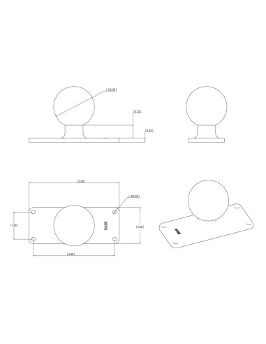 RAM® Ball Base with 1.5" x 4.5" 4-Hole Pattern - C Size