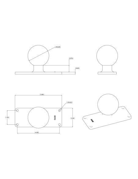 RAM® Ball Base with 1.5" x 4.5" 4-Hole Pattern - C Size