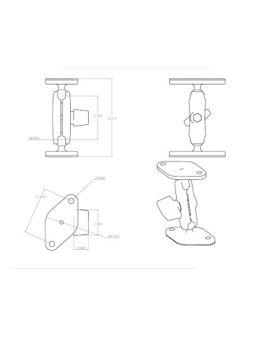RAM® Double Ball Diamond Plate Mount - A Size Medium