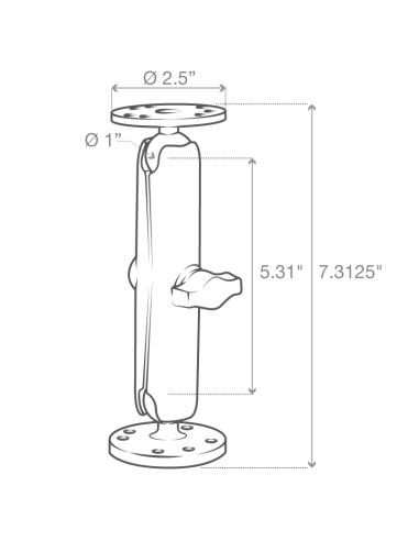 RAM® Universal Double Ball Mount with Two Round Plates - B Size Long