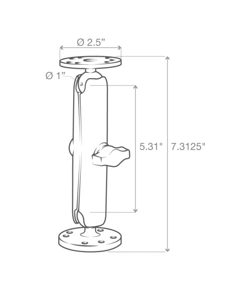RAM® Universal Double Ball Mount with Two Round Plates - B Size Long