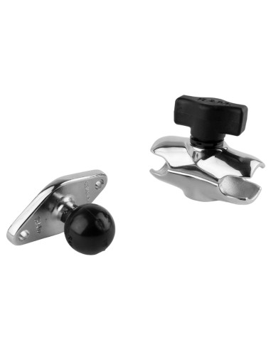 RAM® Chrome Double Socket Arm with Diamond Plate - Short Arm