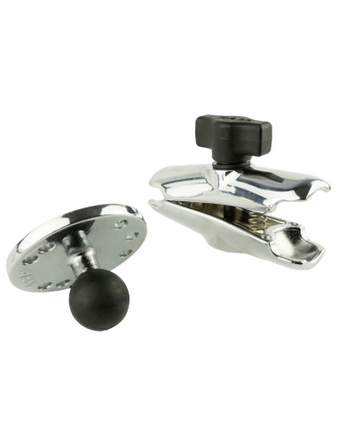 RAM® Chrome Double Socket Arm with Round Plate - Medium Arm