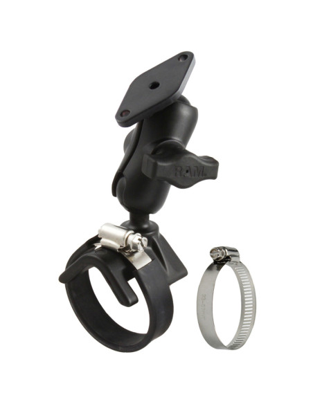 RAM® Double Ball Strap Hose Clamp Mount with Diamond Plate - Short