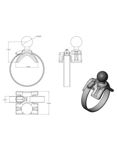 RAM® Strap Hose Clamp Mount with 1/4"-20 Camera Adapter - Short 2
