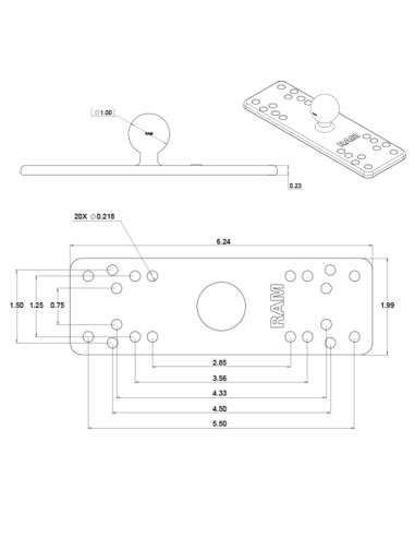 RAM® Universal Marine Electronic Mount - B Size Medium