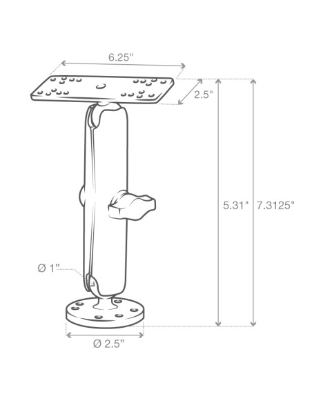 RAM® Universal Marine Electronic Mount - B Size Long