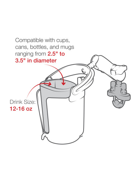 RAM® Level Cup 16oz Drink Holder with U-Bolt Base - .5" - 1.25" Rails
