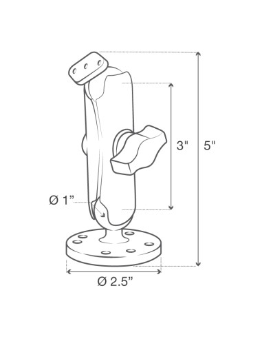 RAM® Double Ball Drill-Down Mount with Diamond Plate - Medium