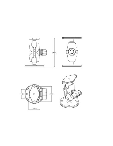 RAM® Double Ball Drill-Down Mount with Diamond Plate - Short