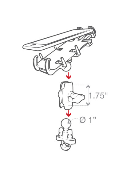 RAM® Quick-GripT Phone Mount with Handlebar U-Bolt Base - Short