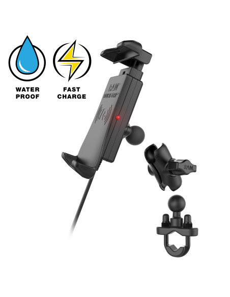 RAM® Quick-GripT 15W Waterproof Wireless Charging Handlebar Mount