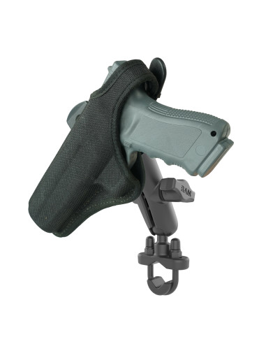 RAM® Handlebar U-Bolt Double Ball Mount with Gun Holster Clip
