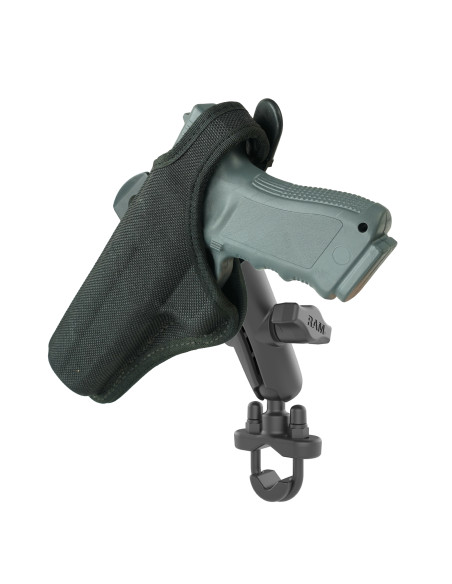 RAM® Handlebar U-Bolt Double Ball Mount with Gun Holster Clip