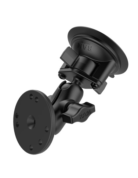 RAM® Twist-LockT Suction Cup Double Ball Mount with Round Plate - Short
