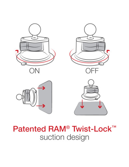RAM® Twist-LockT Suction Cup Mount with 1/4"-20 Threaded Stud - Short RAM® Twist-LockT Suction Cup Mount with 1/4"-20 Threaded Stud - Short