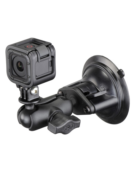RAM® Twist-LockT Suction Cup Mount with Action Camera Adapter - Short