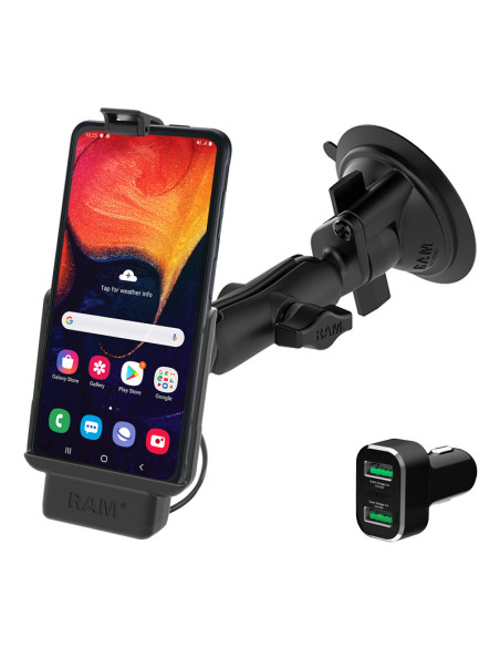 RAM® Powered Suction Cup Mount for Samsung XCover Pro with Charger