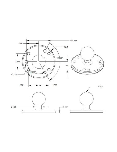 RAM® Chrome Round Plate with Ball