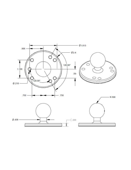 RAM® Chrome Round Plate with Ball