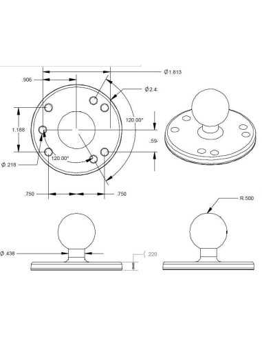 RAM® Round Plate with Ball - B Size