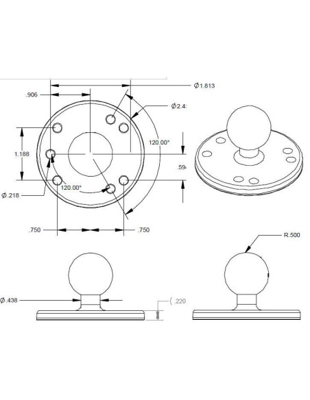 RAM® Round Plate with Ball - B Size