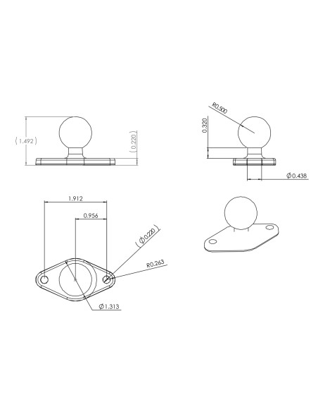 RAM® Diamond Ball Base - B Size