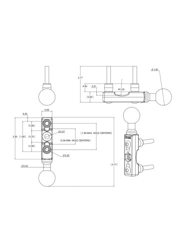 RAM® Chrome Motorcycle Brake/Clutch Reservoir Ball Base