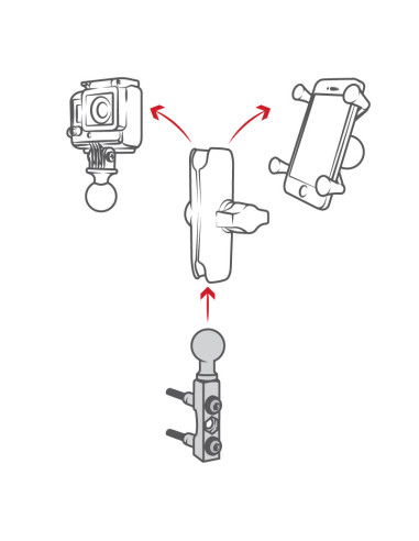 RAM® Chrome Motorcycle Brake/Clutch Reservoir Ball Base