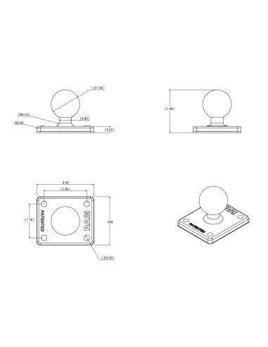 RAM® Ball Adapter with AMPS Plate - B Size