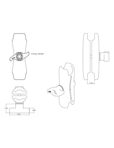 RAM® Double Socket Arm - D Size Medium RAM® Double Socket Arm - D Size Medium