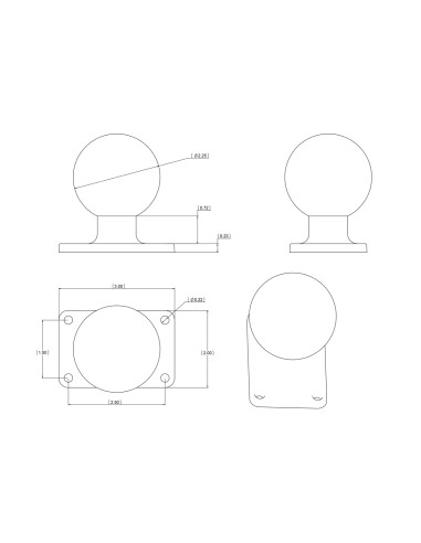 RAM® Ball Base with 1.5" x 2.5" 4-Hole Pattern - D Size