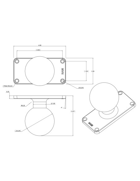 RAM® Ball Base with 1.5" x 3.5" 4-Hole Pattern - D Size RAM® Ball Base with 1.5" x 3.5" 4-Hole Pattern - D Size