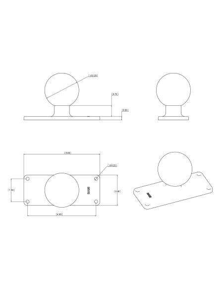 RAM® Ball Base with 1.5" x 4.5" 4-Hole Pattern - D Size RAM® Ball Base with 1.5" x 4.5" 4-Hole Pattern - D Size