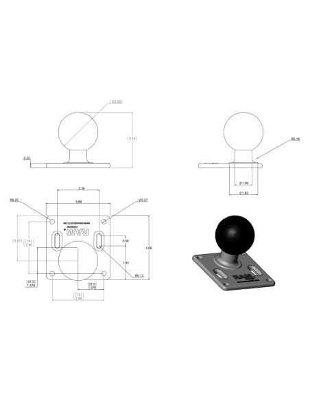 RAM® 75x75mm VESA Plate with Ball