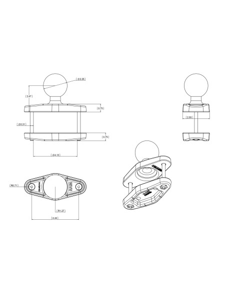 RAM® Square Post Clamp Base for Posts up to 4" Wide - D Size