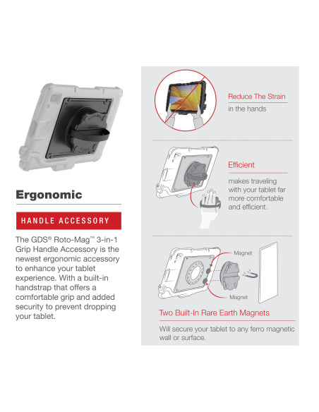 GDS® Roto-MagT 3-in-1 Grip Handle Accessory for Zebra ET4x 10" Tablet